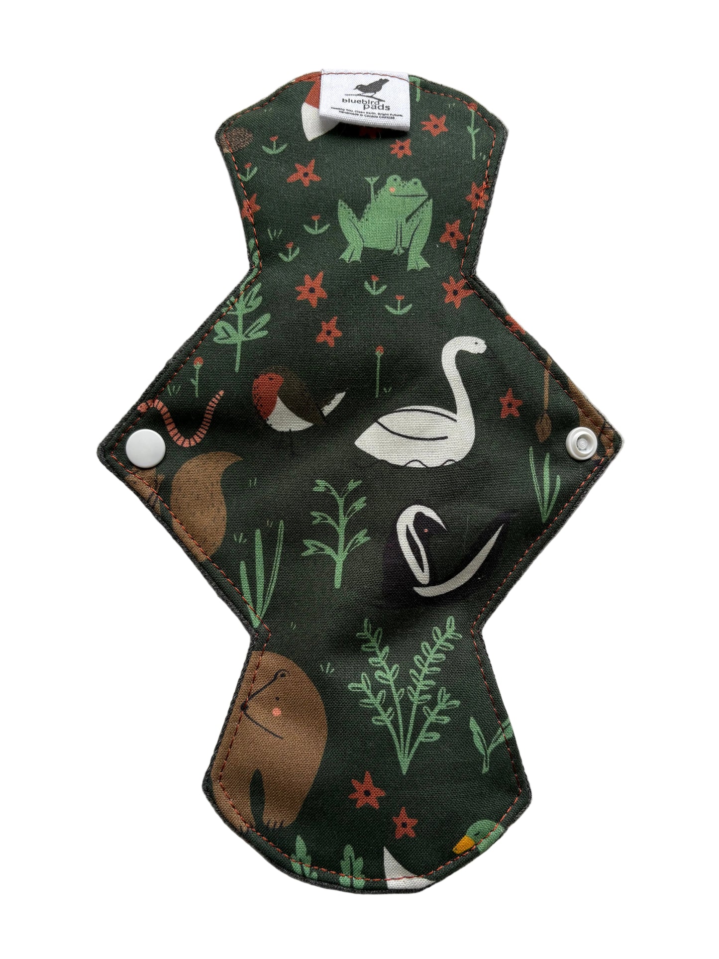 Organic Cotton Cloth Pad with woodland Creatures pattern