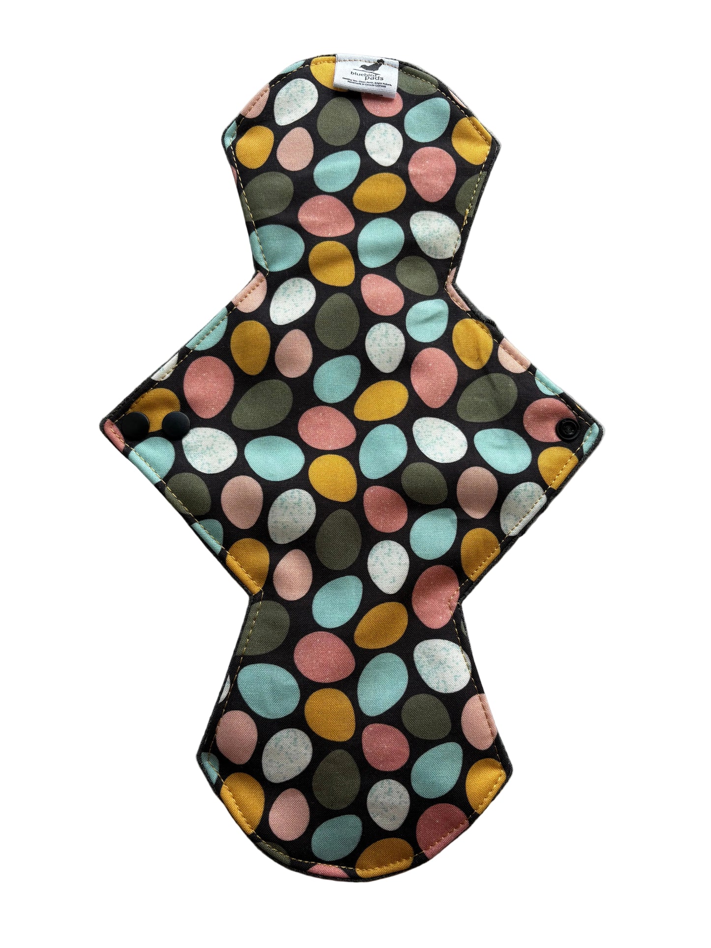 Reusable menstrual night size pad with colorful egg pattern 
