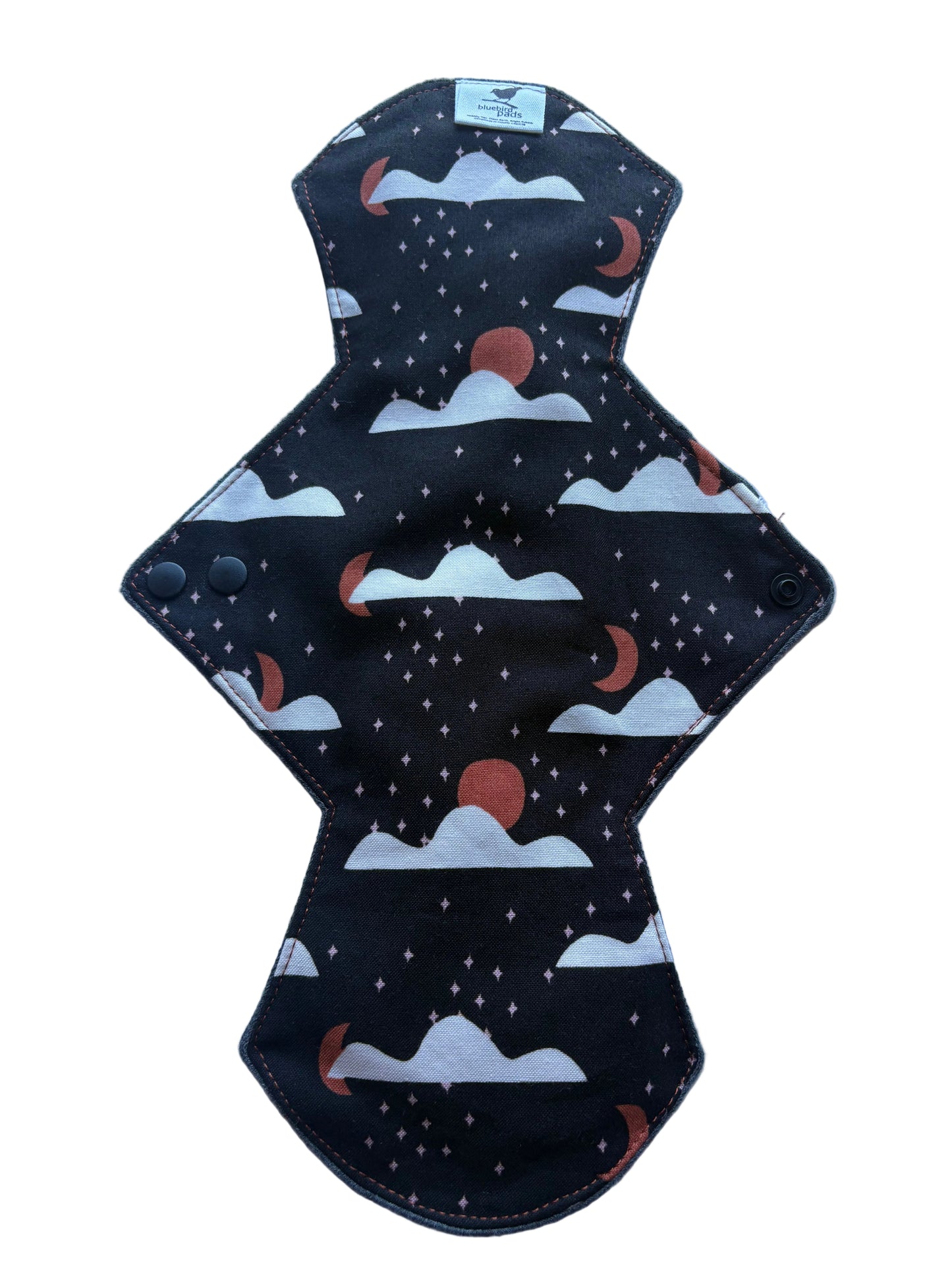 Organic Cotton Reusable menstrual Night size pad with celestial pattern 