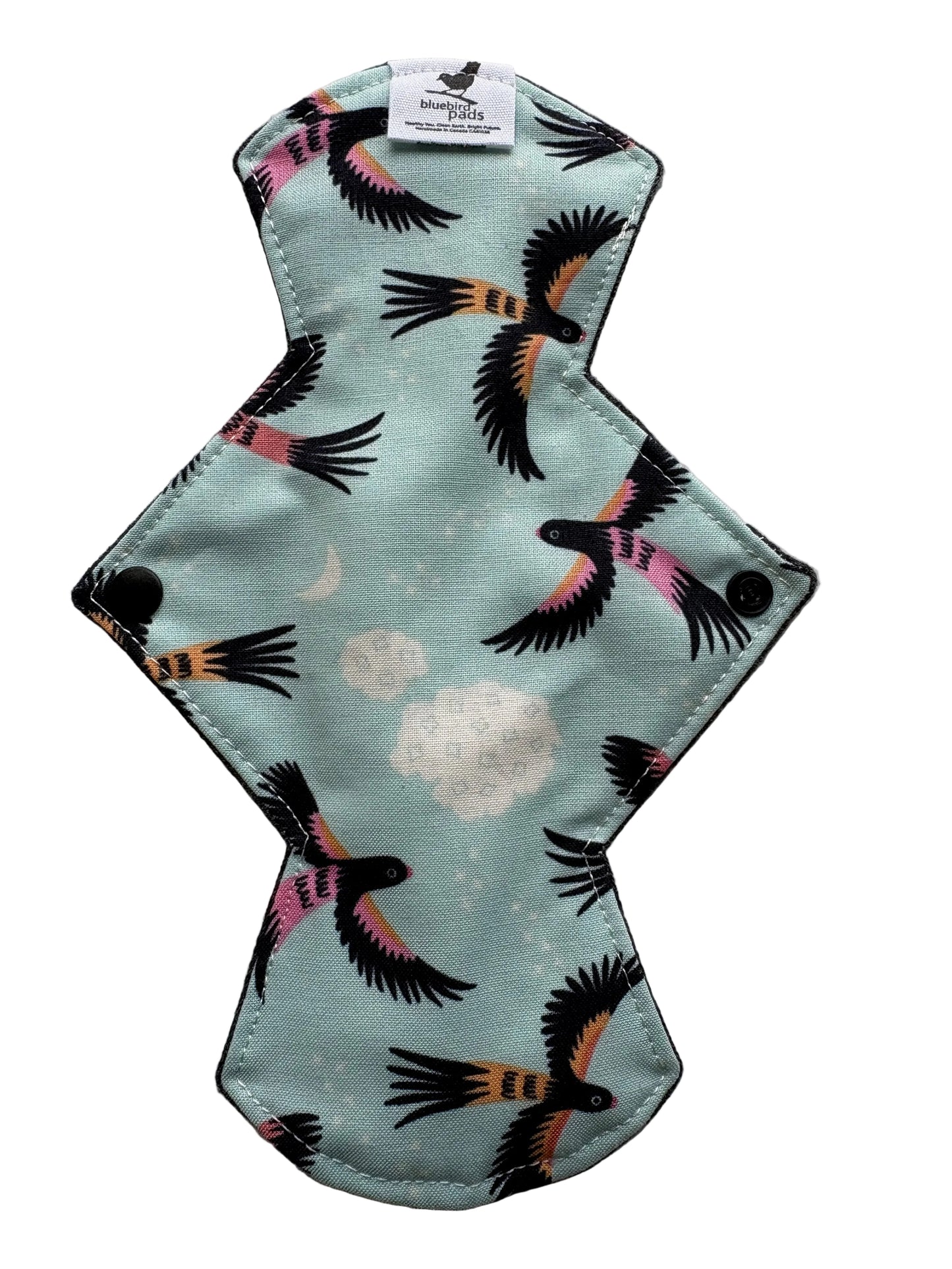 Reusable sanitary pad with flying parrot pattern 