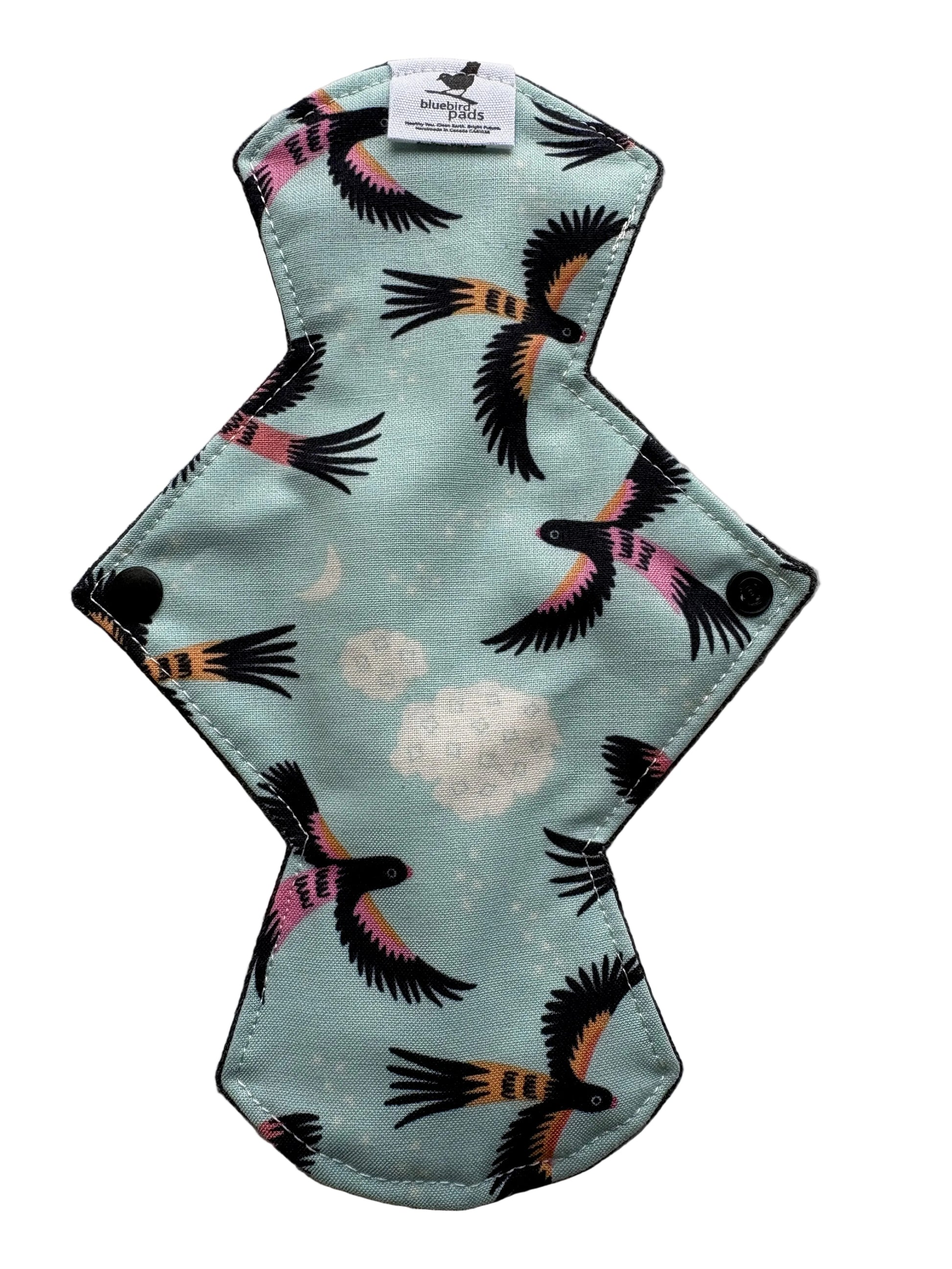 Reusable sanitary pad with flying parrot pattern 