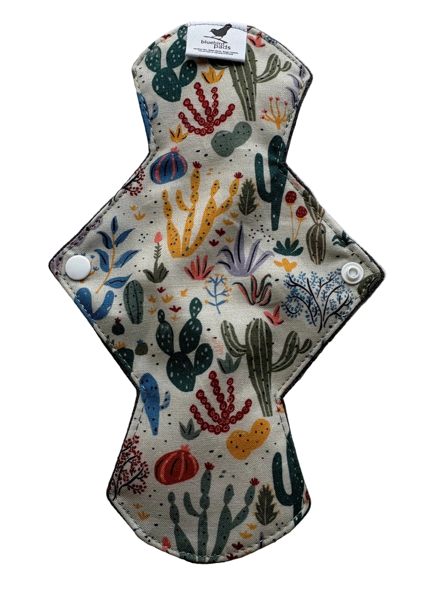 Reusable Period pad with a colourful cactus pattern 