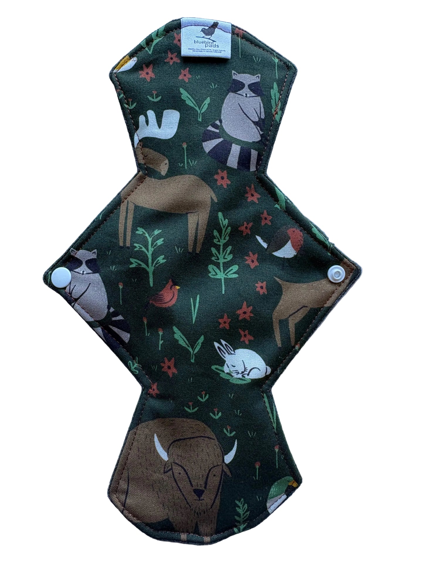 Organic cotton cloth pad with nature-themed design 