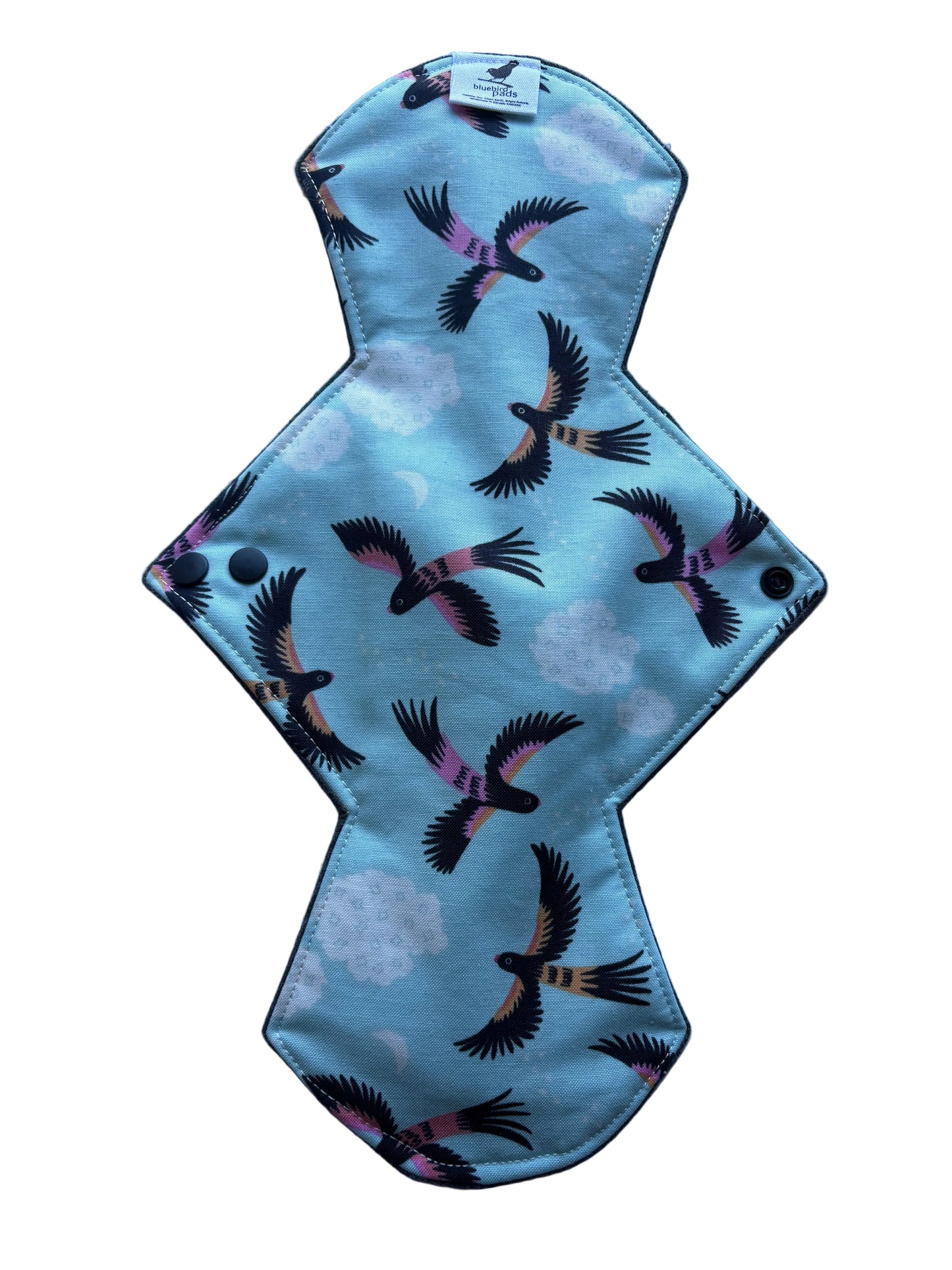 Reusable menstrual night size pad with Parrot flying pattern 